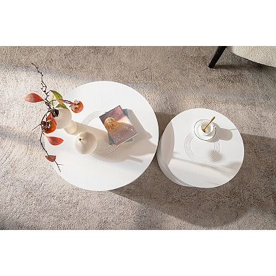 Round Nesting Coffee Table with Hidden Storage for Compact Living Room Spaces