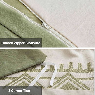 Boho Geometric Duvet Cover Set, Microfiber, Zipper Closure, Durable, Soft