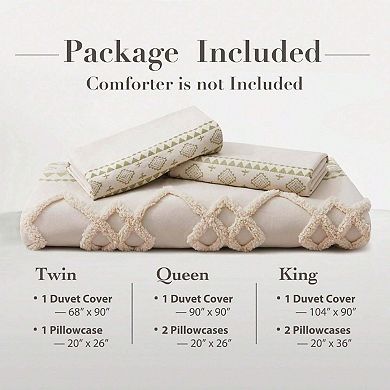 Boho Geometric Duvet Cover Set, Microfiber, Zipper Closure, Durable, Soft