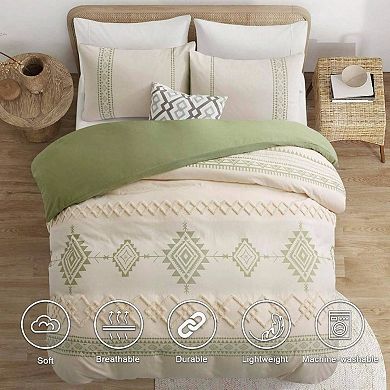 Boho Geometric Duvet Cover Set, Microfiber, Zipper Closure, Durable, Soft