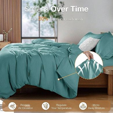100% French Linen Duvet Cover Set - Breathable, Temperature-Regulating, Soft & Durable