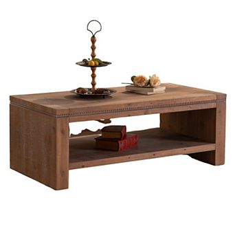 Two Tier Rectangle Coffee Table with Open Storage for Apartment Living Rooms