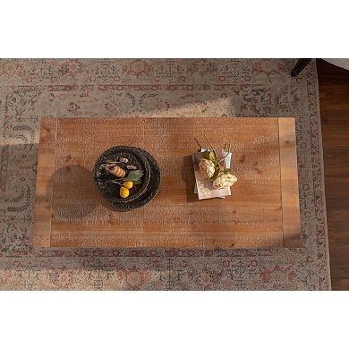 Two Tier Rectangle Coffee Table with Open Storage for Apartment Living Rooms
