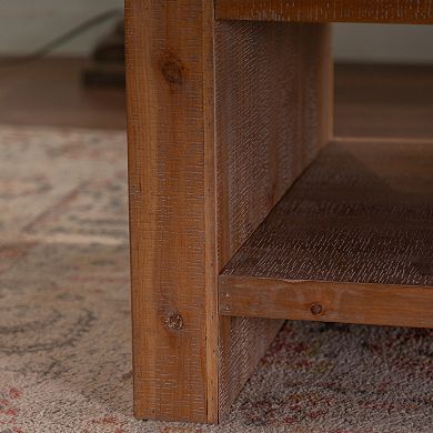 Two Tier Rectangle Coffee Table with Open Storage for Apartment Living Rooms