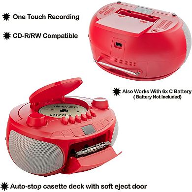 Memorex BCCD50 AM FM Top Loading CD and Cassette Player