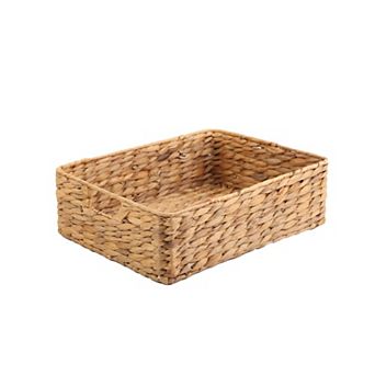 Handwoven Water Hyacinth Storage Basket Rectangular Multi Purpose Rustic Organizer