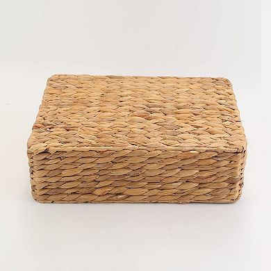 Handwoven Water Hyacinth Storage Basket Rectangular Multi Purpose Rustic Organizer