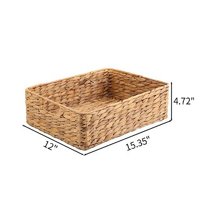 Handwoven Water Hyacinth Storage Basket Rectangular Multi Purpose Rustic Organizer