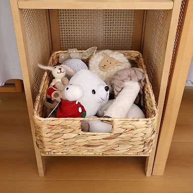 Handwoven Water Hyacinth Storage Basket Rectangular Multi Purpose Rustic Organizer