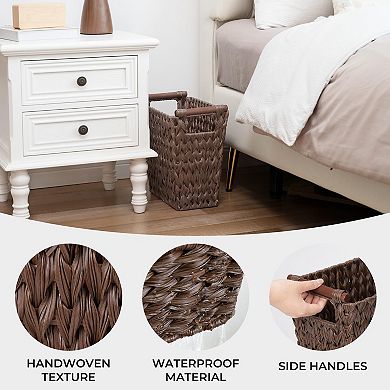 Woven Trash Basket Wicker Bathroom Can Sturdy Odorless Waterproof 5Gallon