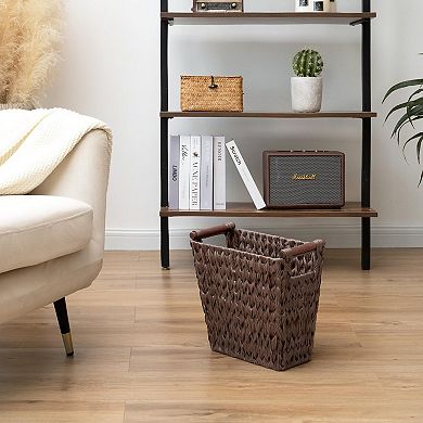 Woven Trash Basket Wicker Bathroom Can Sturdy Odorless Waterproof 5Gallon