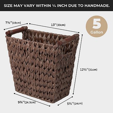Woven Trash Basket Wicker Bathroom Can Sturdy Odorless Waterproof 5Gallon