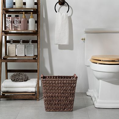 Woven Trash Basket Wicker Bathroom Can Sturdy Odorless Waterproof 5Gallon