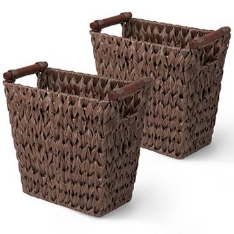 Woven Trash Basket Wicker Bathroom Can Sturdy Odorless Waterproof 5Gallon