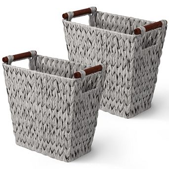 Woven Trash Basket Wicker Bathroom Can Sturdy Odorless Waterproof 5Gallon
