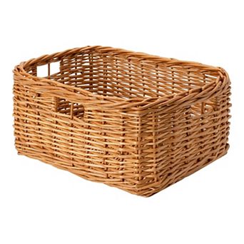 Handwoven Polypropylene Storage Basket with Handles Multiuse Organizer