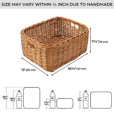 Handwoven Polypropylene Storage Basket with Handles Multiuse Organizer