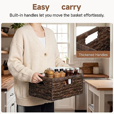 Extra Large Wicker Baskets Organizing Water Hyacinth Storage Basket Builtin Handles