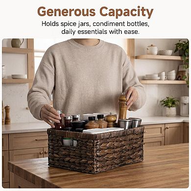Extra Large Wicker Baskets Organizing Water Hyacinth Storage Basket Builtin Handles