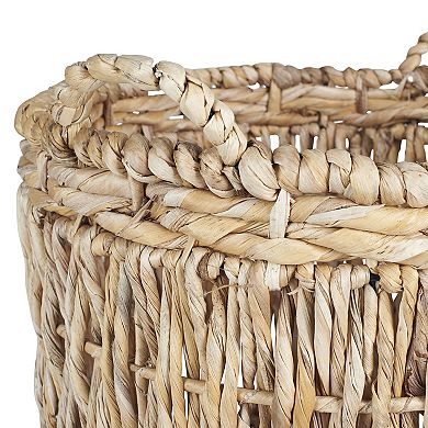 Handmade Woven Storage Basket with Handles for Linens Laundry
