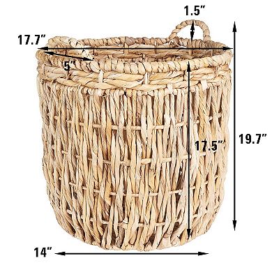 Handmade Woven Storage Basket with Handles for Linens Laundry