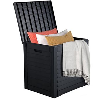150 Gallon Lockable Outdoor Storage Box Resin Deck Box with Louvered Design