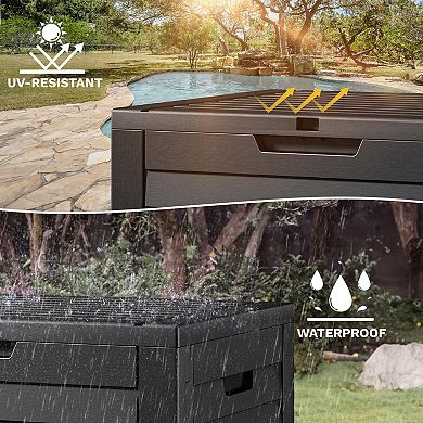 150 Gallon Lockable Outdoor Storage Box Resin Deck Box with Louvered Design
