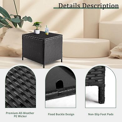 27 Gallon Outdoor Deck Box Wicker Storage Lid Multi Purpose Rattan Side Table