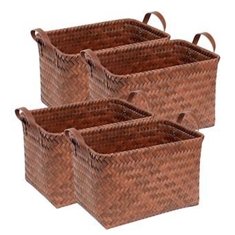Wicker Storage Baskets Organizer Bins for Shelves Blankets Towels Home Decor