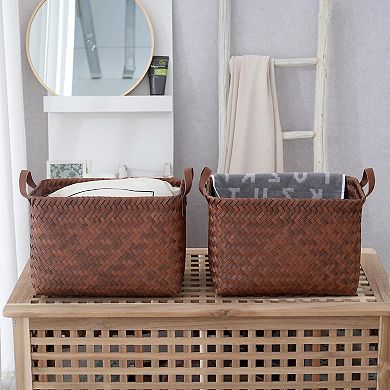 Wicker Storage Baskets Organizer Bins for Shelves Blankets Towels Home Decor