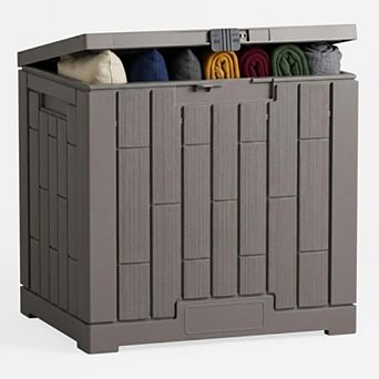 30 Gallon Waterproof Outdoor Storage Box Lockable Portable Resin Deck Seat