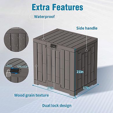 30 Gallon Waterproof Outdoor Storage Box Lockable Portable Resin Deck Seat