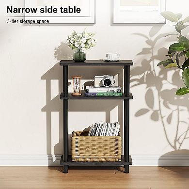 3-tier Skinny End Table with Storage Slim Nightstand for Small Spaces Living Room Bedroom