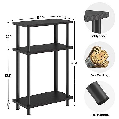 3-tier Skinny End Table with Storage Slim Nightstand for Small Spaces Living Room Bedroom