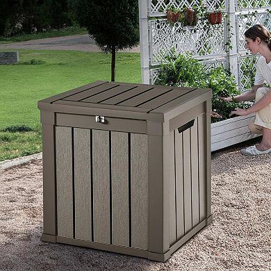 Outdoor Storage Deck Box Waterproof Lockable Polypropylene Resin with Handles Multi Functional