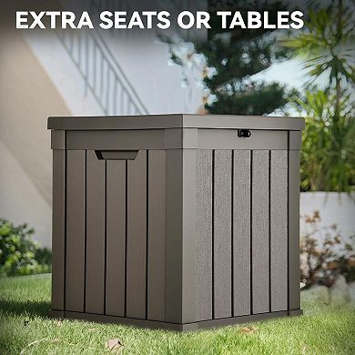 Outdoor Storage Deck Box Waterproof Lockable Polypropylene Resin with Handles Multi Functional