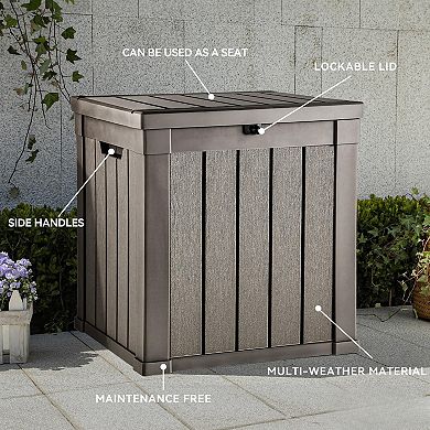 Outdoor Storage Deck Box Waterproof Lockable Polypropylene Resin with Handles Multi Functional