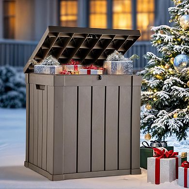 Outdoor Storage Deck Box Waterproof Lockable Polypropylene Resin with Handles Multi Functional