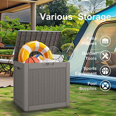 Outdoor Storage Box 31 Gallon Waterproof Lockable Deck Garden Patio Cushions Pool Accessories Tool