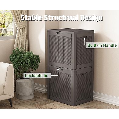 Outdoor Storage Box 31 Gallon Waterproof Lockable Deck Garden Patio Cushions Pool Accessories Tool