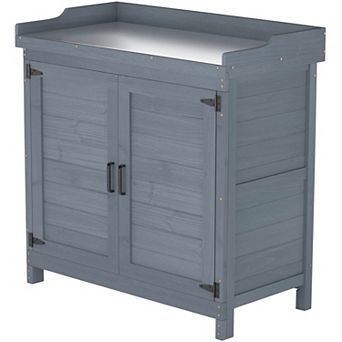Outdoor Garden Patio Wooden Storage Cabinet Waterproof Tool Shed Potting Benches Work Station Table