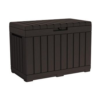Deck Box Outdoor Storage for Patio Cushions Garden Tools Resin Lockable Extra Seating