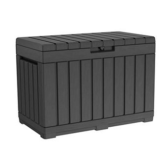 Deck Box Outdoor Storage for Patio Cushions Garden Tools Resin Lockable Extra Seating