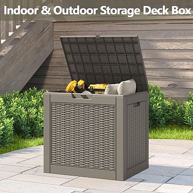 Outdoor Storage Deck Box Waterproof UV Resistant Lightweight Multifunctional with Handles
