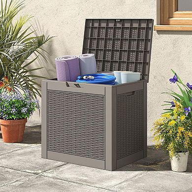 Outdoor Storage Deck Box Waterproof UV Resistant Lightweight Multifunctional with Handles