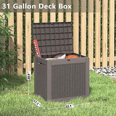 Outdoor Storage Deck Box Waterproof UV Resistant Lightweight Multifunctional with Handles