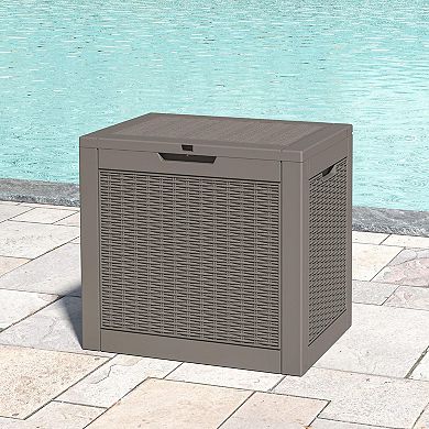 Outdoor Storage Deck Box Waterproof UV Resistant Lightweight Multifunctional with Handles