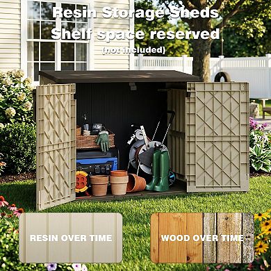 Outdoor Storage Shed 36 Cu Ft Lockable Portable Waterproof Resin Easy Assemble