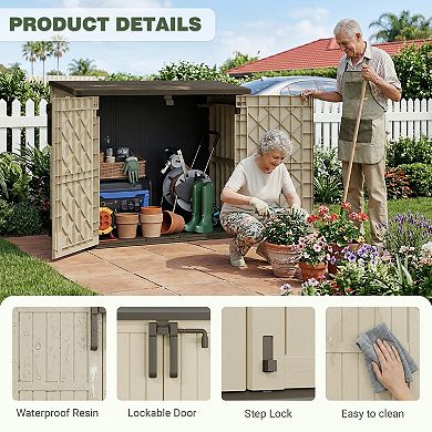 Outdoor Storage Shed 36 Cu Ft Lockable Portable Waterproof Resin Easy Assemble