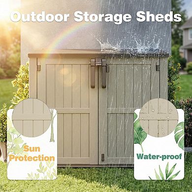 Outdoor Storage Shed 36 Cu Ft Lockable Portable Waterproof Resin Easy Assemble